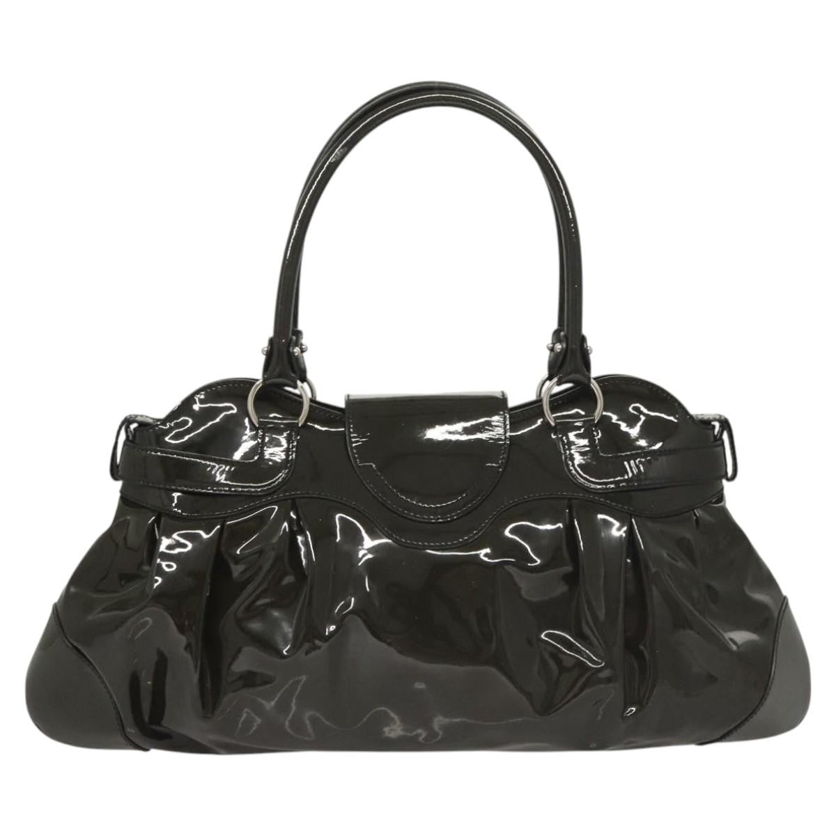 Salvatore Ferragamo Salvatore Ferragamo Gancini Hand Bag Enamel Green Silver Authentic 126114
