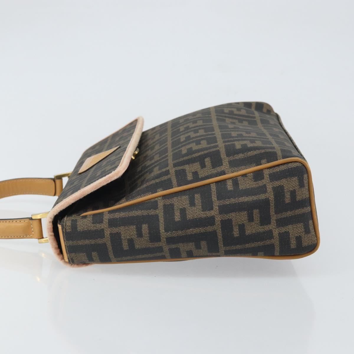 Fendi FENDI Zucca Canvas Hand Bag PVC Brown Black Authentic 158200