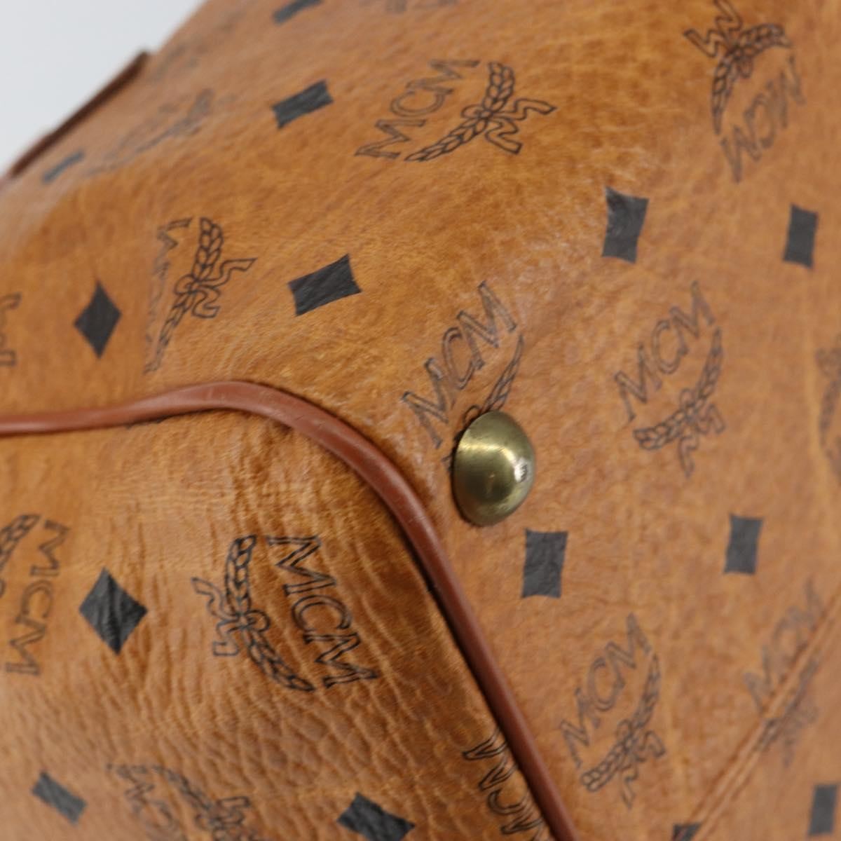 MCM MCM Logogram Vicetos Boston Bag PVC Leather Brown Gold Authentic gh1074