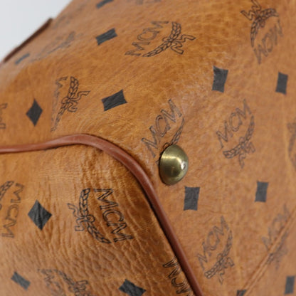 MCM MCM Logogram Vicetos Boston Bag PVC Leather Brown Gold Authentic gh1074