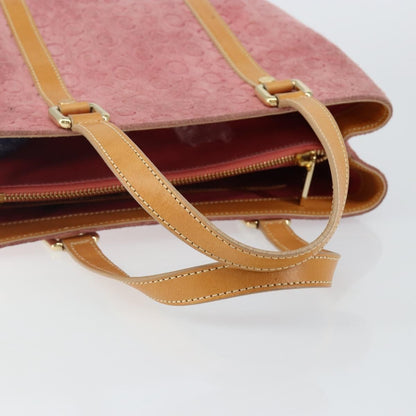 Celine CELINE C Macadam Canvas Hand Bag Suede Pink Gold Authentic bs29469