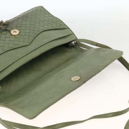 BOTTEGAVENETA BOTTEGAVENETA BOTTEGA VENETA INTRECCIATO Shoulder Bag Leather Khaki Gold Authentic BSZ346
