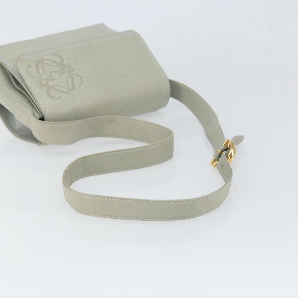 Loewe LOEWE Anagram Shoulder Bag Leather Gray Gold Authentic 166708