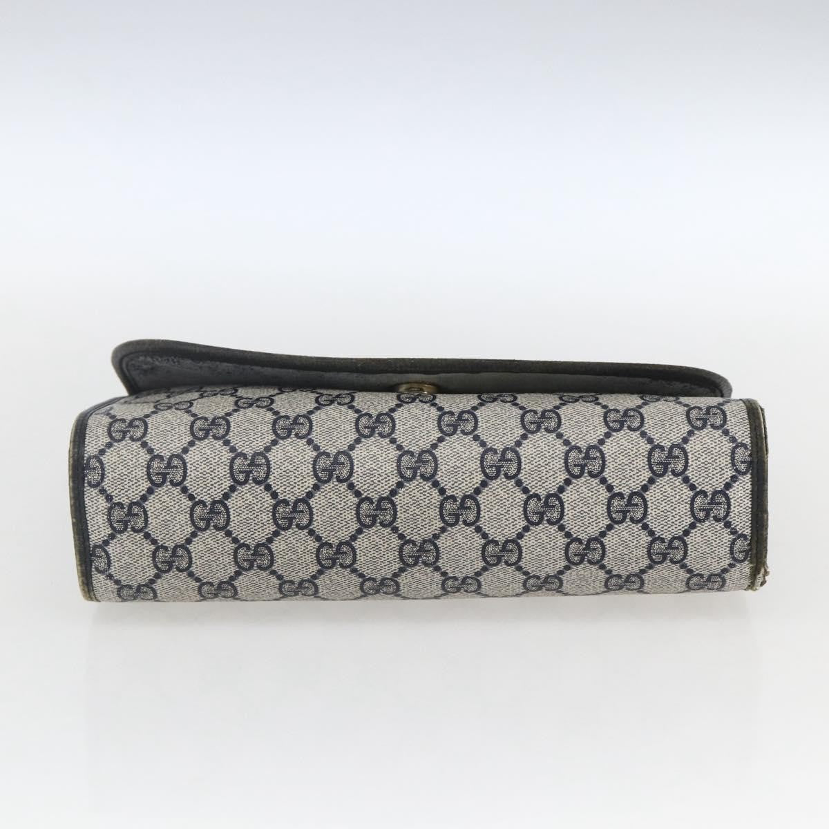 Gucci GUCCI GG Supreme Sherry Line Clutch Bag PVC Navy Gold 89 01 030 Authentic 167905