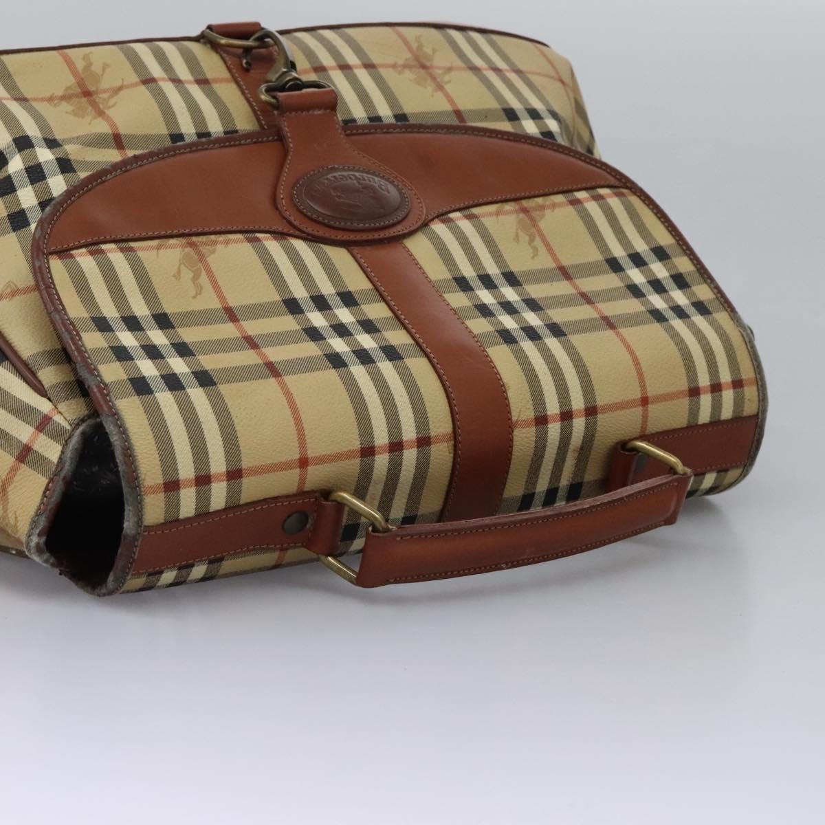 Burberrys Burberrys Nova Check Boston Bag PVC 2way Beige Authentic MX139