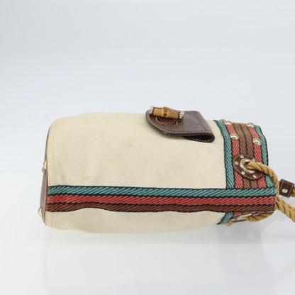 Gucci GUCCI Bamboo Shoulder Bag Canvas Beige Gold 141936 Authentic 156435