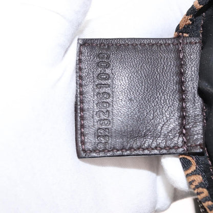 Fendi FENDI Pecan Canvas Hand Bag Black Brown Authentic ep11974