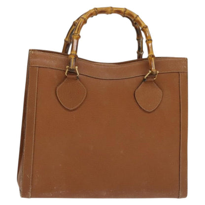 Gucci GUCCI Bamboo Hand Bag Leather Brown Gold Authentic ep9697
