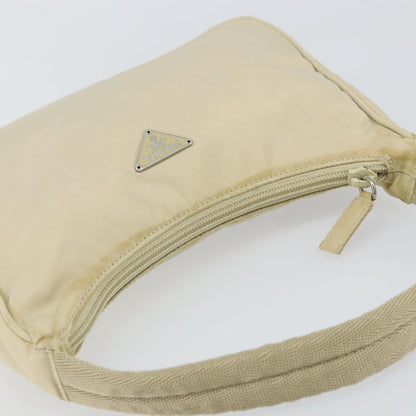 Prada PRADA Hand Bag Nylon Ivory Silver Authentic 163192