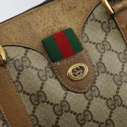 Gucci GUCCI GG Supreme Web Sherry Line Boston Bag PVC Beige Gold 40 02 006 Authentic 144227