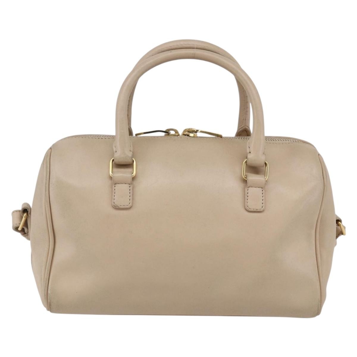 Saint Laurent SAINT LAURENT Mini Boston Bag Leather 2way Beige Gold Authentic bs30083