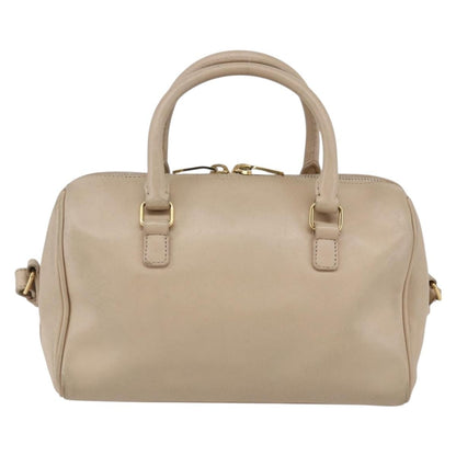 Saint Laurent SAINT LAURENT Mini Boston Bag Leather 2way Beige Gold Authentic bs30083