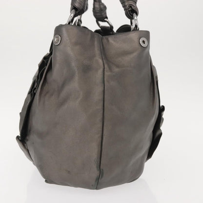 Prada PRADA Tote Bag Leather Gray Silver Authentic 146806