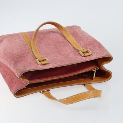 Celine CELINE C Macadam Canvas Hand Bag Suede Pink Gold Authentic bs29469
