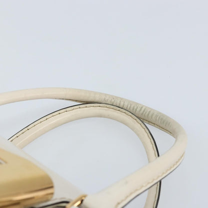 Gucci GUCCI Hand Bag Leather White Gold 189883 Authentic ka2690