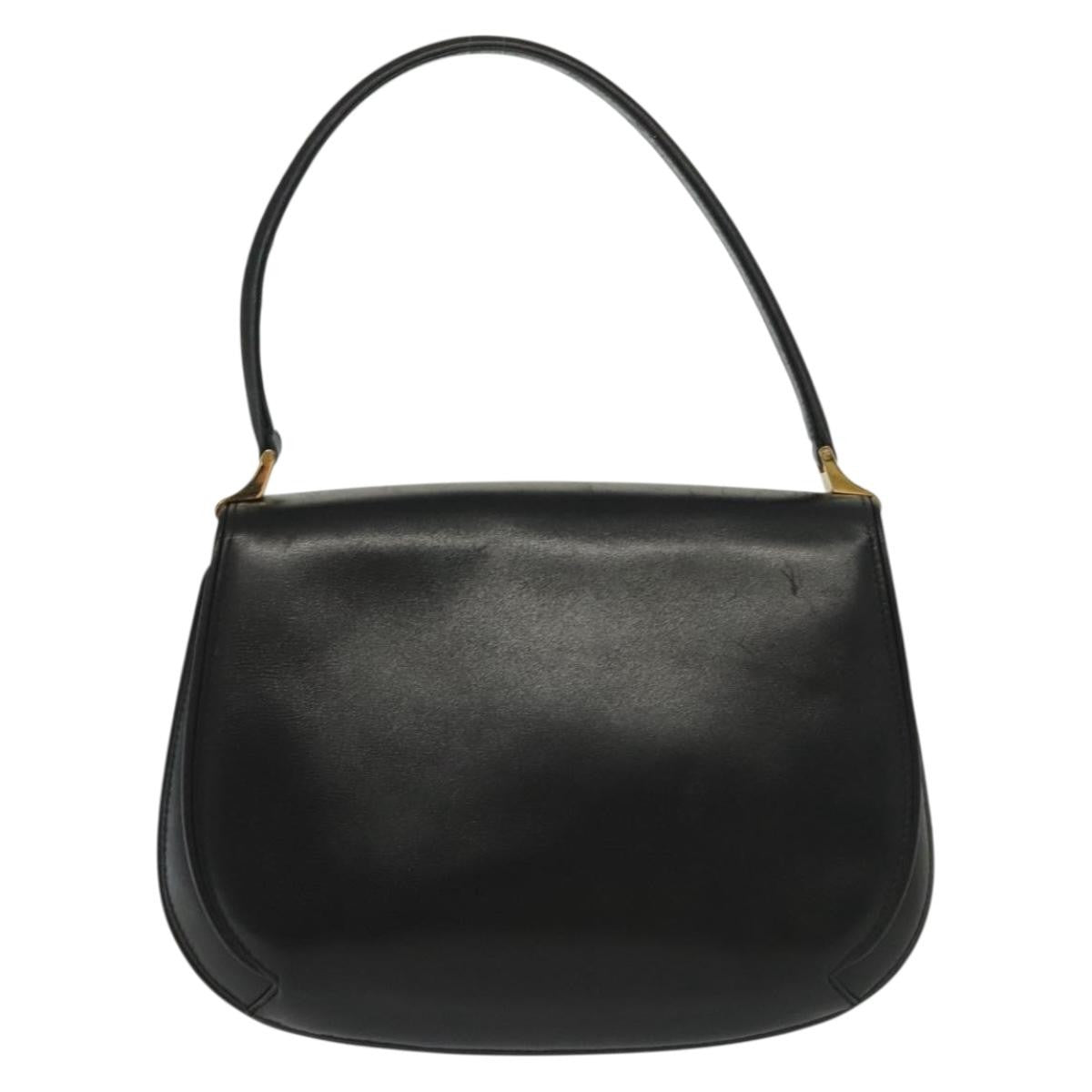 Gucci GUCCI Hand Bag Leather Black Gold 000 056 0004 Authentic ep10863