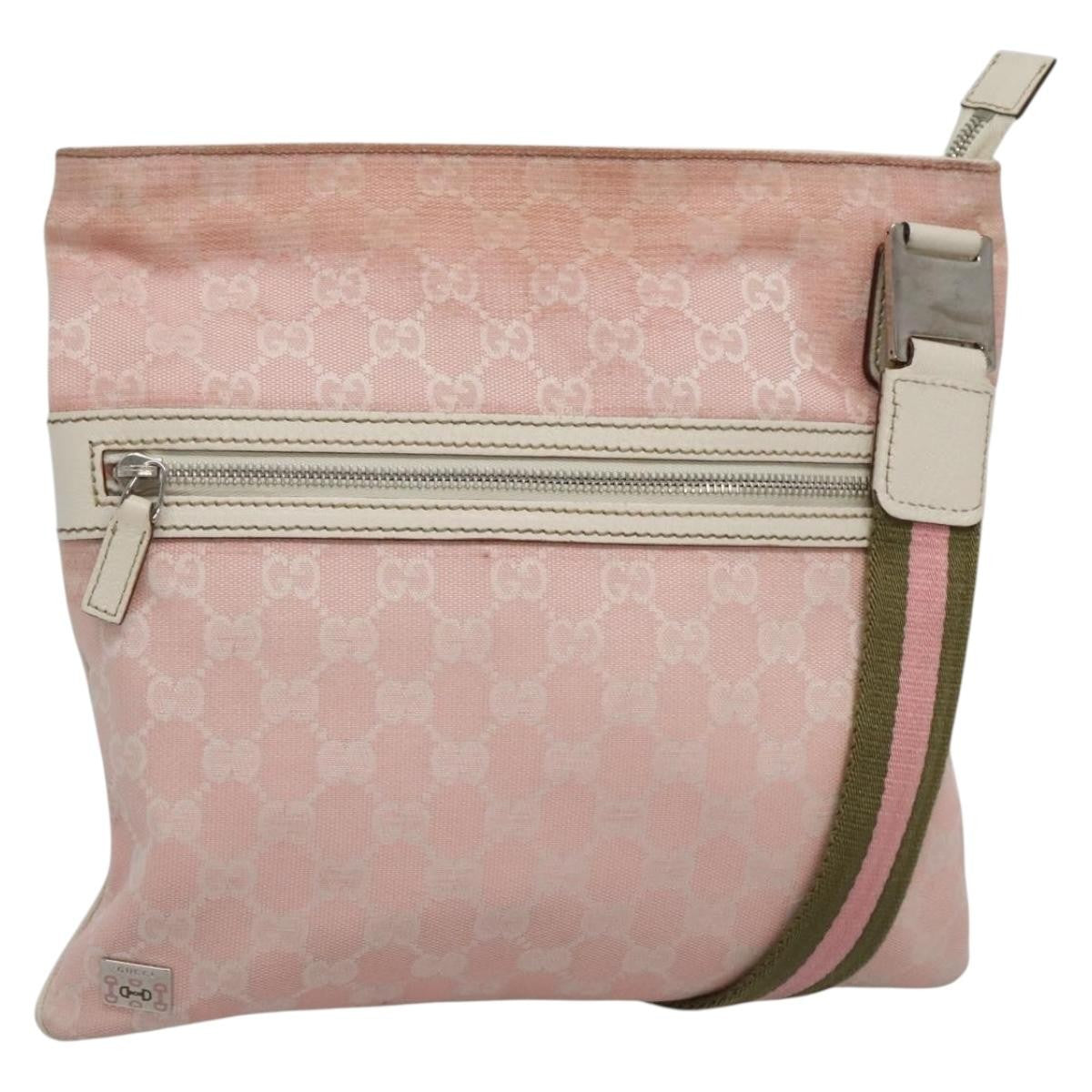 Gucci GUCCI GG Canvas Sherry Line Tote Bag Pink Silver 145809 Authentic 141943