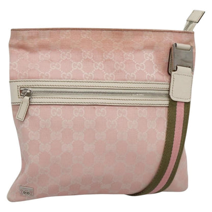 Gucci GUCCI GG Canvas Sherry Line Tote Bag Pink Silver 145809 Authentic 141943