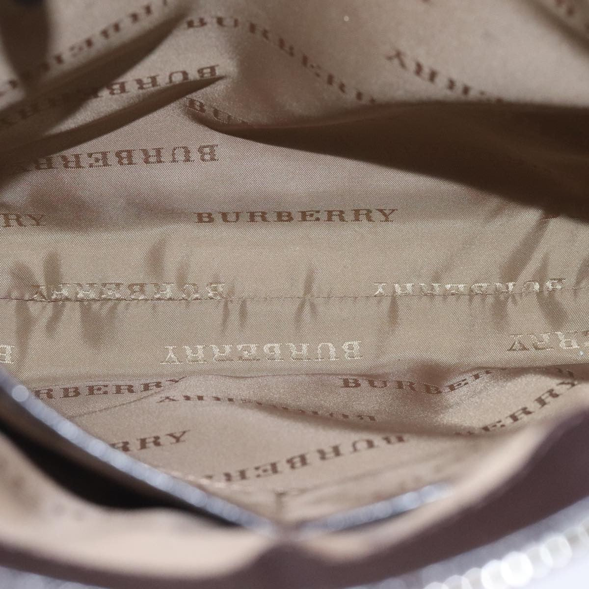 Burberry BURBERRY Nova Check Shoulder Bag Nylon Leather Gray Beige Silver Authentic 92799