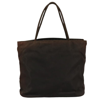 Prada PRADA Hand Bag Nylon Brown Silver Authentic bs20899