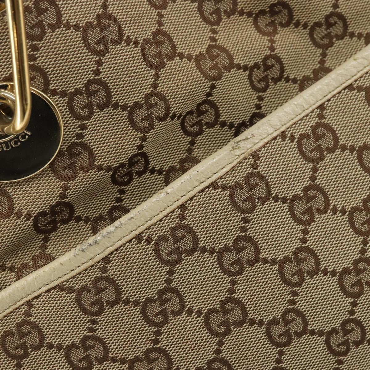 Gucci GUCCI GG Canvas Shoulder Bag Beige Gold 121023 Authentic 162950