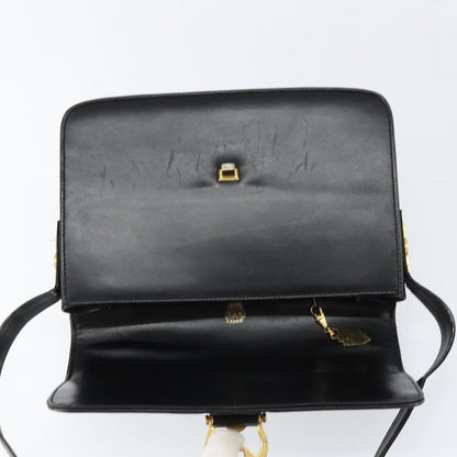 Gucci GUCCI Web Sherry Line Shoulder Bag Leather Black Gold Authentic SW1764