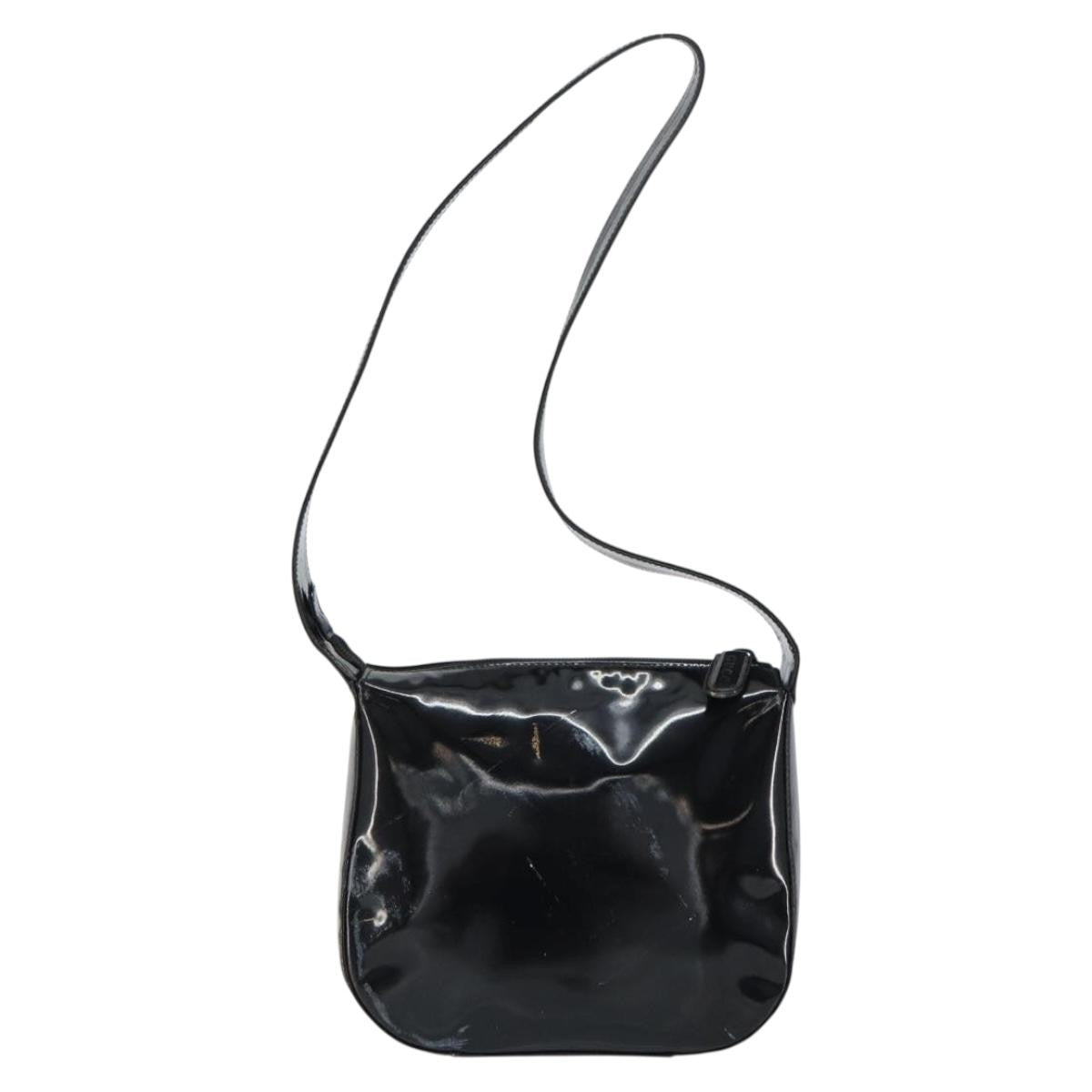 Gucci GUCCI Shoulder Bag Enamel Black Authentic 160485