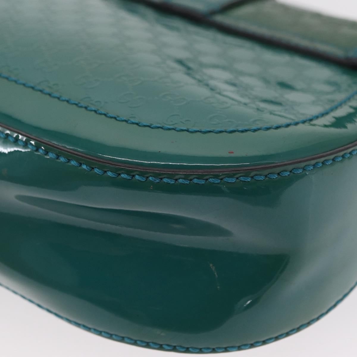Gucci GUCCI Micro GG Canvas Shoulder Bag Enamel Outlet Turquoise Blue Gold Authentic ka641