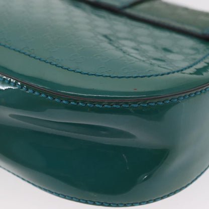 Gucci GUCCI Micro GG Canvas Shoulder Bag Enamel Outlet Turquoise Blue Gold Authentic ka641
