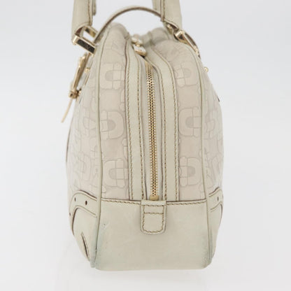 Gucci GUCCI Horsebit Hand Bag Leather White Gold 145770 Authentic bs34368