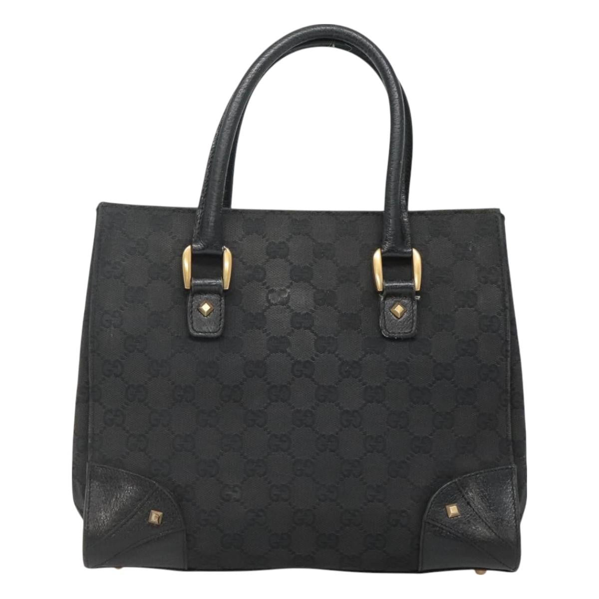 Gucci GUCCI GG Canvas Hand Bag Black Gold 120895 Authentic 130978