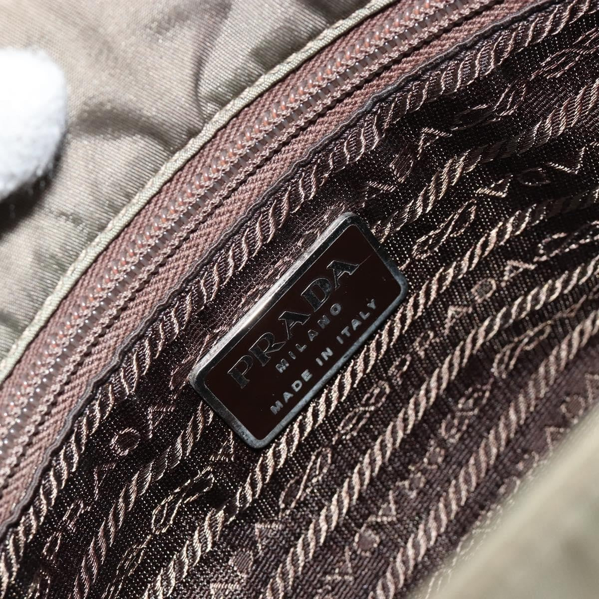 Prada PRADA Tote Bag Nylon Khaki Silver Authentic BA12923