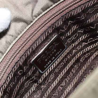 Prada PRADA Tote Bag Nylon Khaki Silver Authentic BA12923