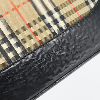 Burberry BURBERRY Nova Check Shoulder Bag Canvas Beige Gold Authentic 182559