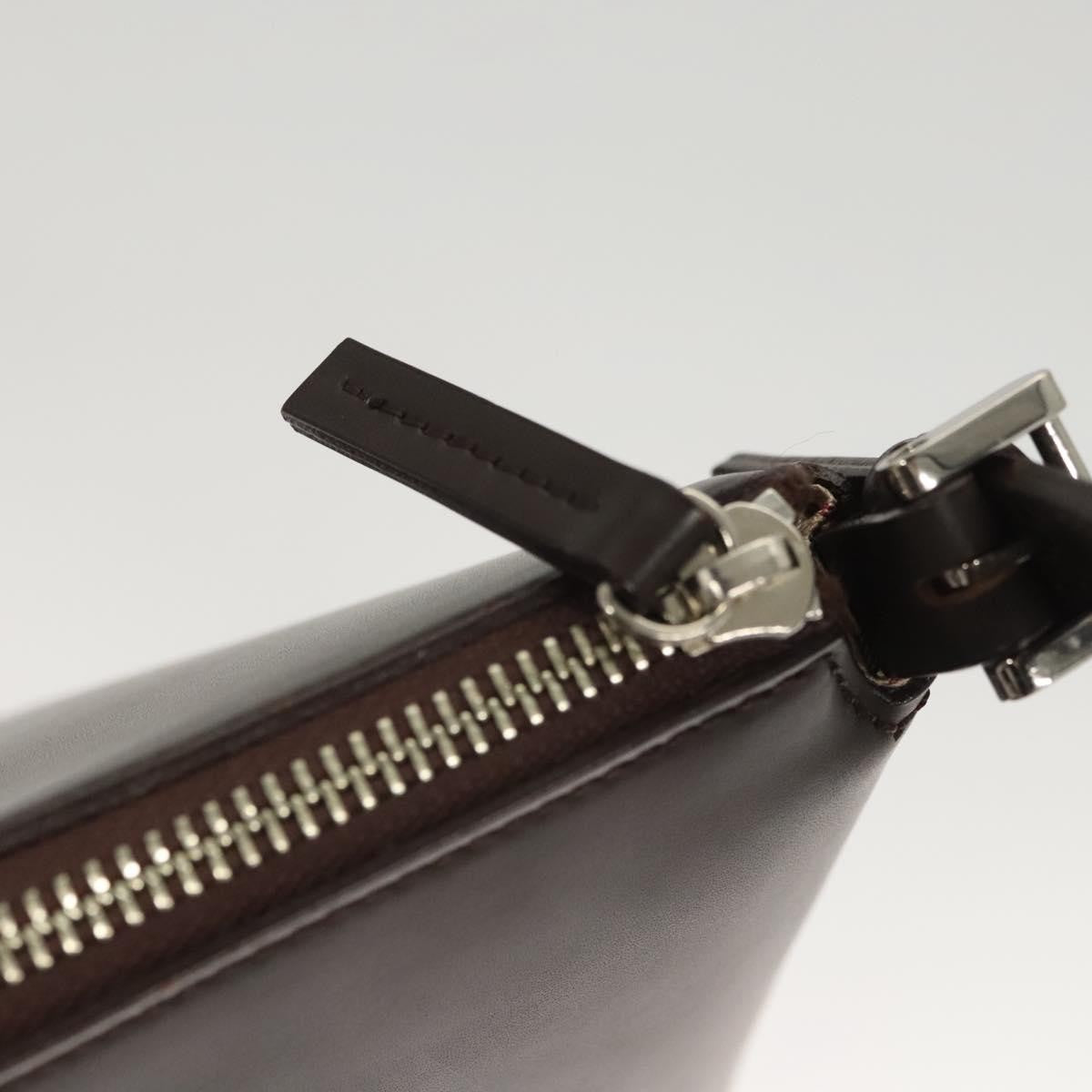 Burberry BURBERRY Shoulder Bag Leather Brown Silver Authentic BA2674