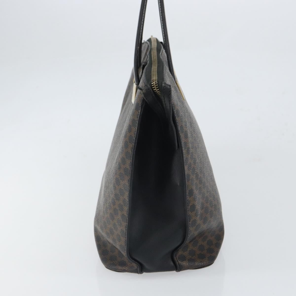 Celine CELINE Macadam Canvas Tote Bag PVC Leather Black Gold Authentic 168706