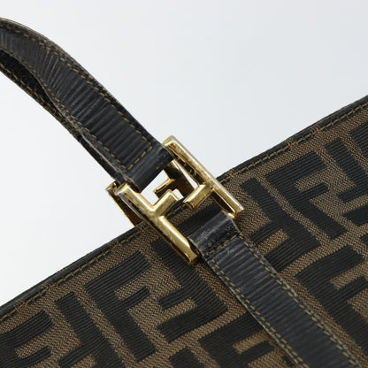 Fendi FENDI Zucca Canvas Hand Bag Brown Black gold Authentic 146809