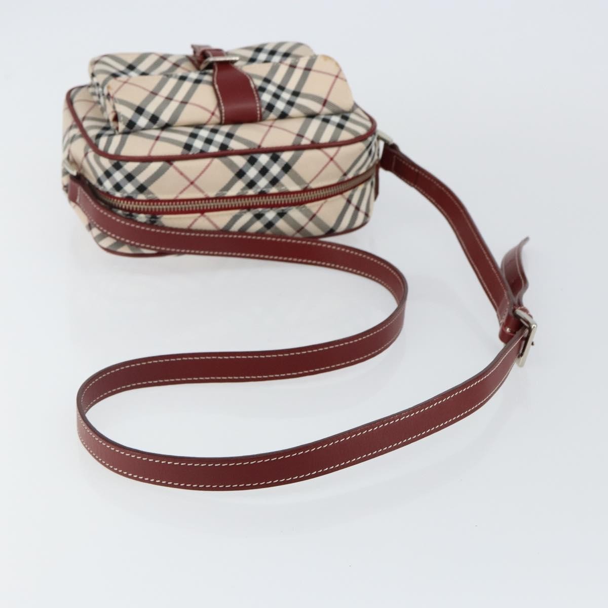 Burberry BURBERRY Nova Check Blue Label Shoulder Bag Canvas Beige Silver Authentic bs29446