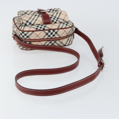 Burberry BURBERRY Nova Check Blue Label Shoulder Bag Canvas Beige Silver Authentic bs29446