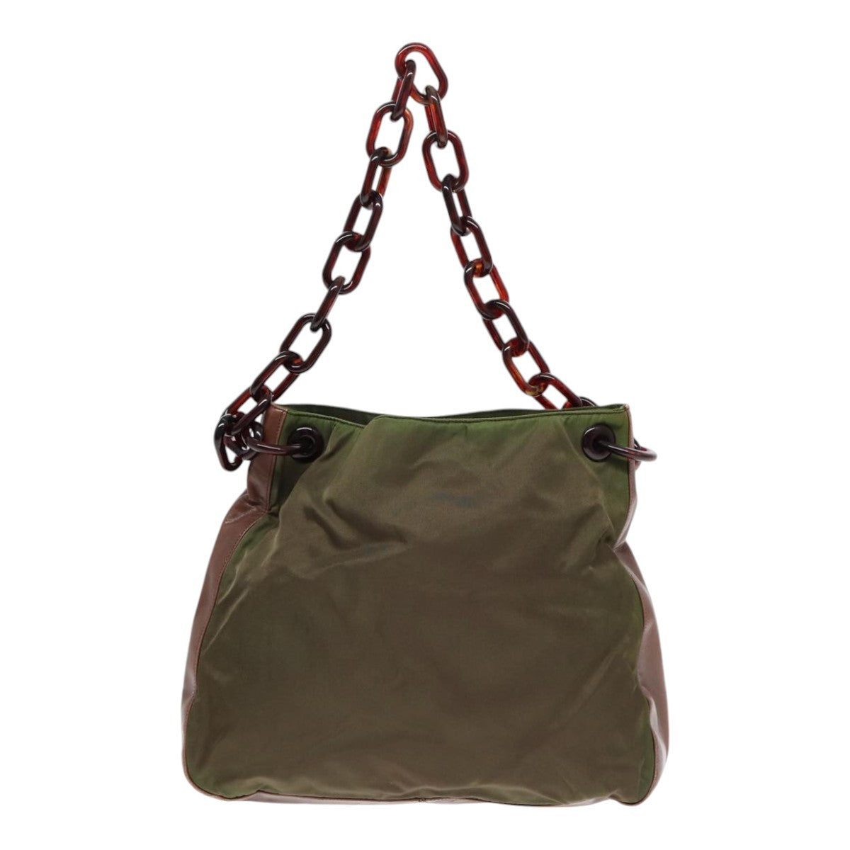 Prada PRADA Shoulder Bag Nylon Leather Green Authentic 89043