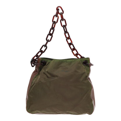 Prada PRADA Shoulder Bag Nylon Leather Green Authentic 89043