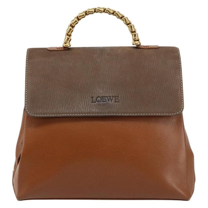 Loewe LOEWE Velazquez Hand Bag Suede Leather Brown Gold Authentic ep11077