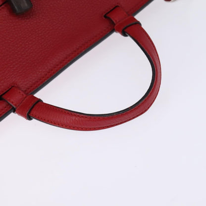 Gucci GUCCI Bamboo Daily Hand Bag Leather 2way Red Silver 392013 Authentic BA6241