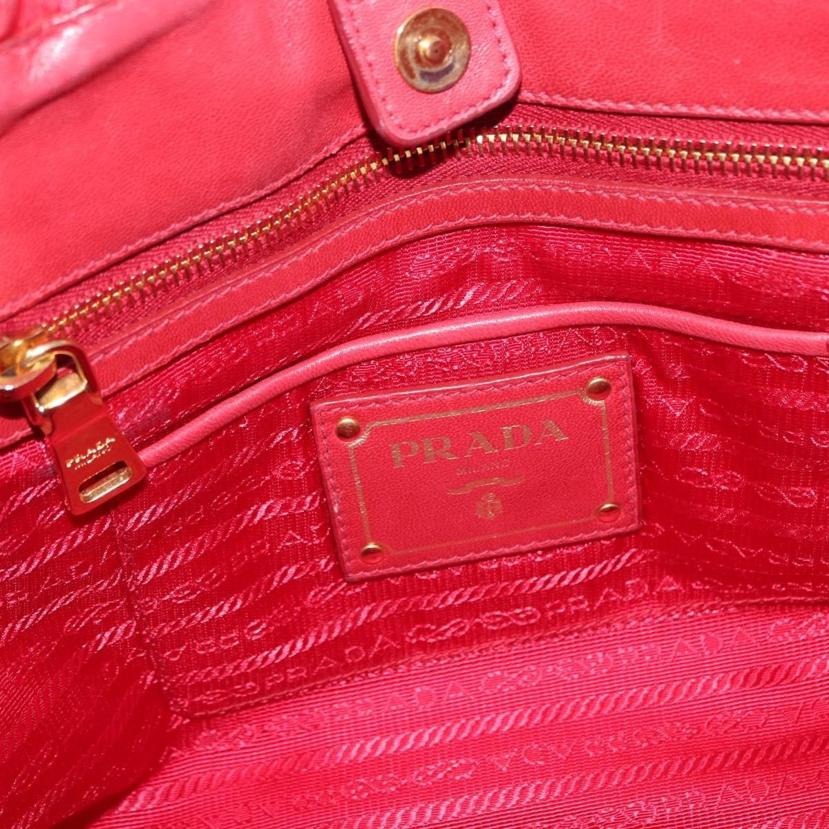 Prada PRADA Hand Bag Nylon Leather 2way Red Gold Authentic 155077