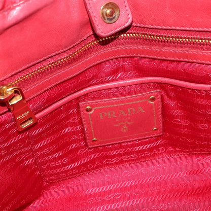 Prada PRADA Hand Bag Nylon Leather 2way Red Gold Authentic 155077