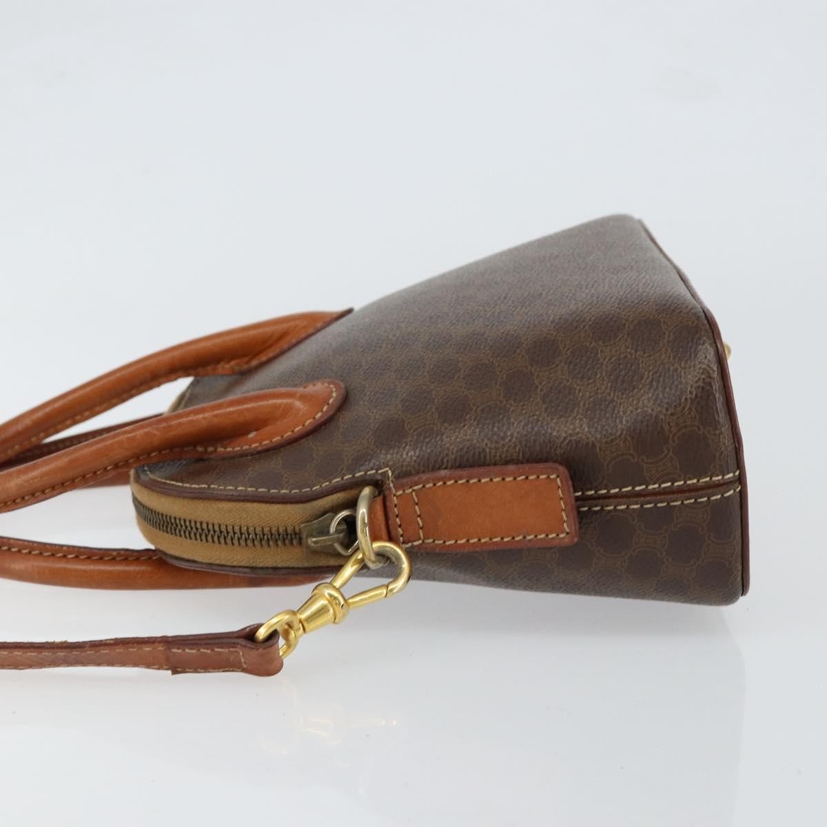 Celine CELINE Macadam Canvas Hand Bag PVC 2way Brown Gold Authentic 151939