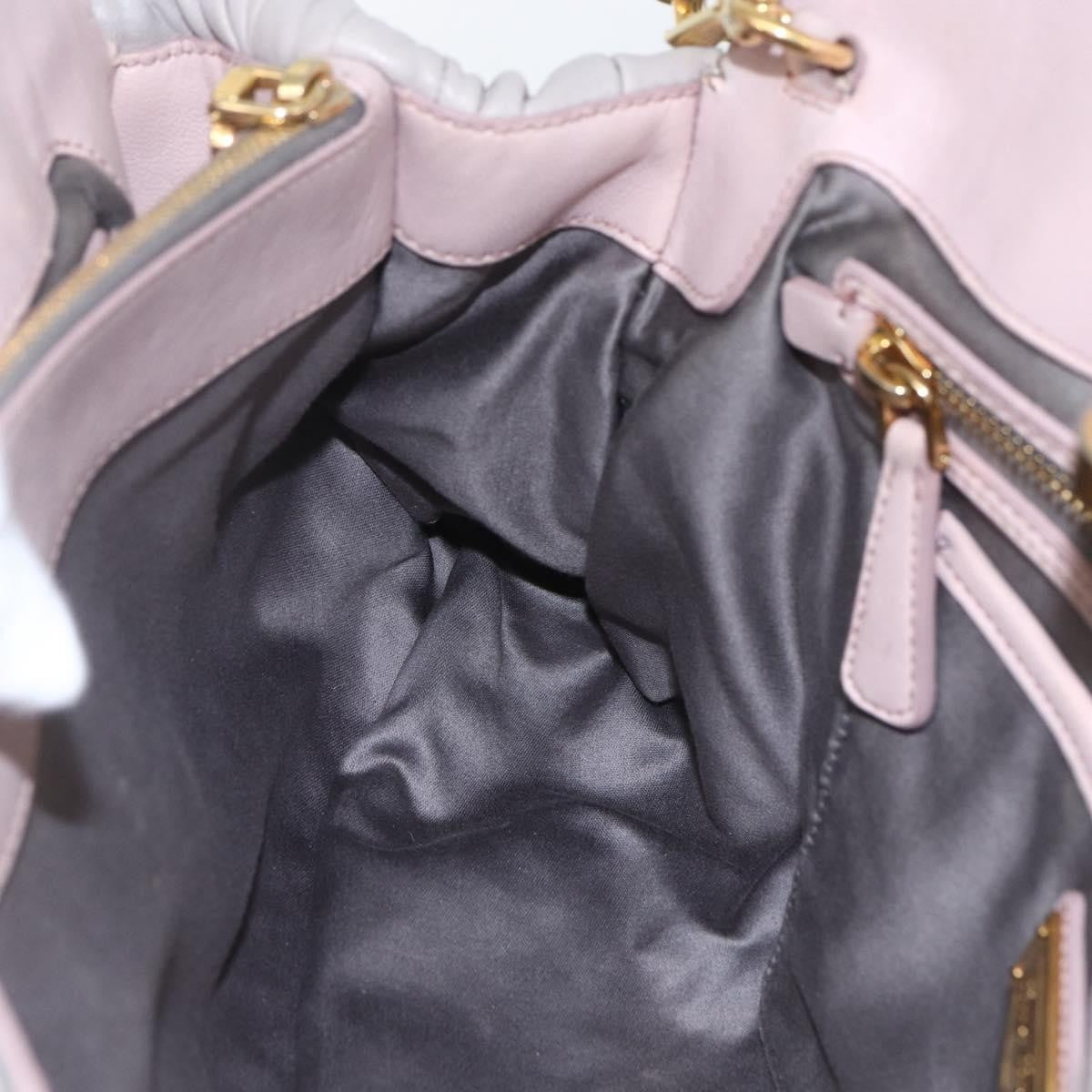 Miu Miu Miu Miu Matelasse Shoulder Bag Leather Gray Gold Authentic 162864