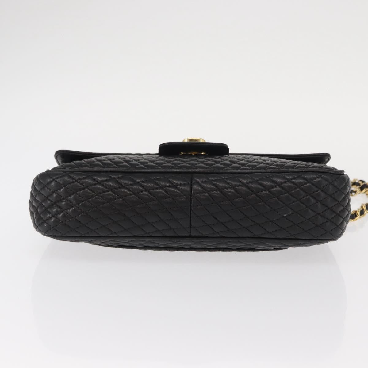 BALLY BALLY Chain Shoulder Bag Leather Black Gold Authentic 157788