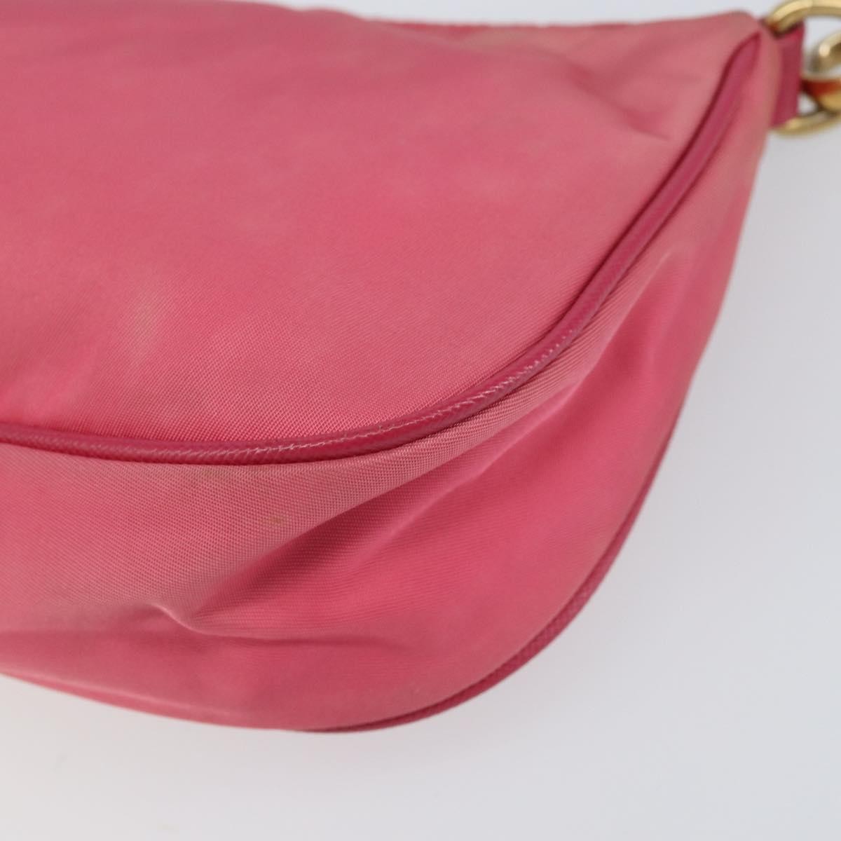 Prada PRADA Shoulder Bag Nylon Leather Pink Gold Authentic 155082