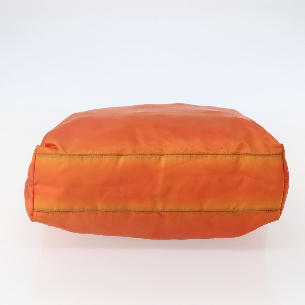 Prada PRADA Tote Bag Nylon Orange Silver Authentic 142868